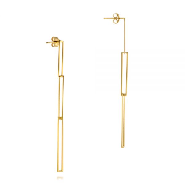 14k Yellow Gold 14k Yellow Gold Interlocking Paper Clip Links Earrings - Front View - 107018