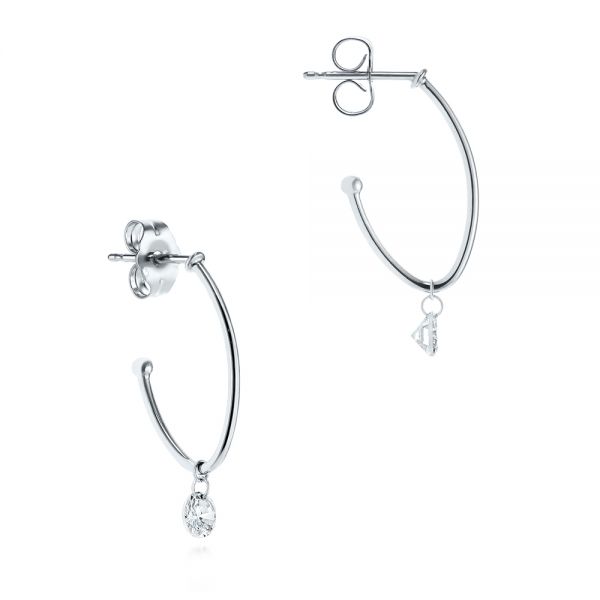  Platinum Platinum Invisible Set Diamond Drop Earrings - Front View -  105224