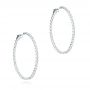  Platinum Platinum Large Diamond Hoop Earrings - Front View -  107086 - Thumbnail