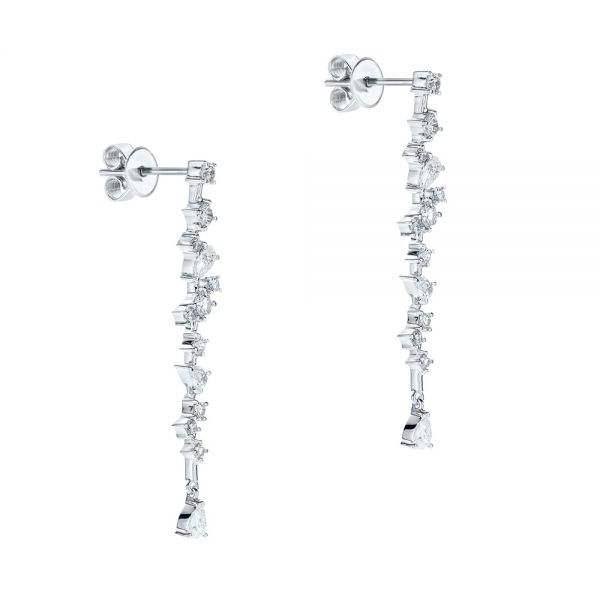 14k White Gold 14k White Gold Linear Drop Multi-shape Diamond Earrings - Front View -  107000
