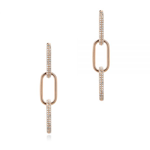 18k Rose Gold 18k Rose Gold Link Diamond Earrings - Three-Quarter View -  107072