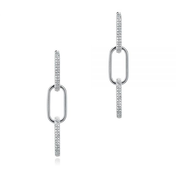  Platinum Platinum Link Diamond Earrings - Three-Quarter View -  107072