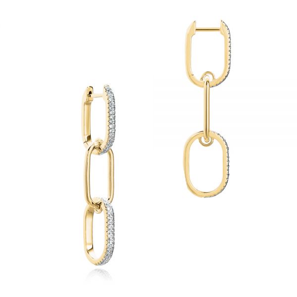 14k Yellow Gold 14k Yellow Gold Link Diamond Earrings - Front View -  107072