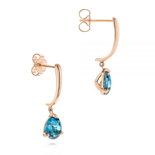 14k Rose Gold 14k Rose Gold London Blue Topaz Dangle Earrings - Front View -  106405