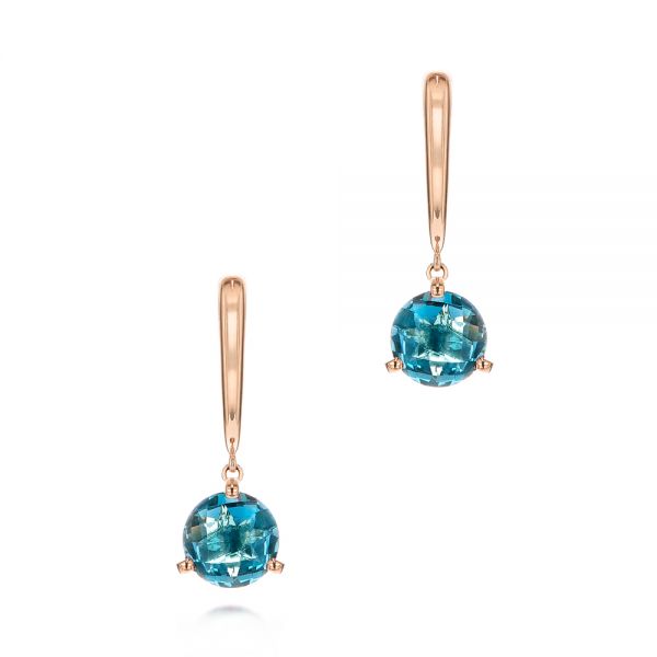 18k Rose Gold 18k Rose Gold London Blue Topaz Dangle Earrings - Three-Quarter View -  106405