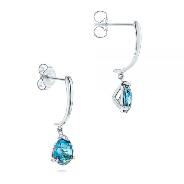 14k White Gold 14k White Gold London Blue Topaz Dangle Earrings - Front View -  106405