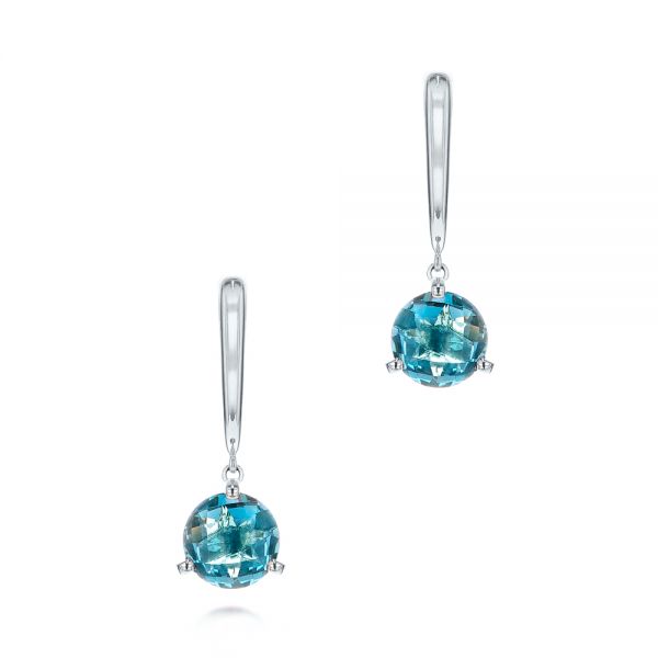 14k White Gold 14k White Gold London Blue Topaz Dangle Earrings - Three-Quarter View -  106405