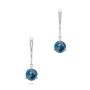 14k White Gold London Blue Topaz Dangle Earrings - Three-Quarter View -  108018 - Thumbnail