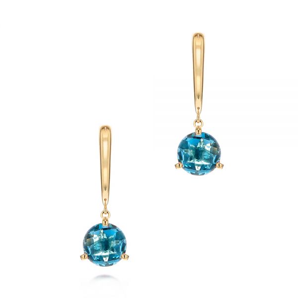 14k Yellow Gold 14k Yellow Gold London Blue Topaz Dangle Earrings - Three-Quarter View -  106405