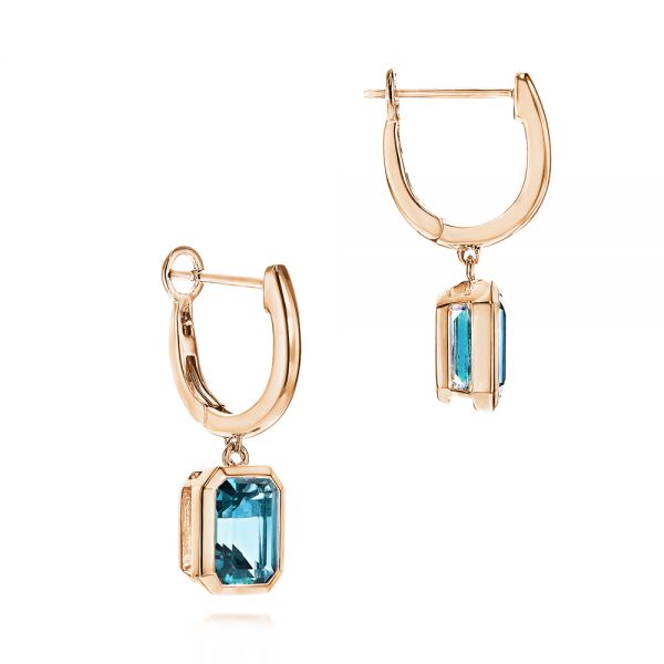 14k Rose Gold 14k Rose Gold London Blue Topaz Huggies - Front View -  106607 - Thumbnail