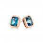 14k Rose Gold London Blue Topaz Stud Earrings - Front View -  105415 - Thumbnail