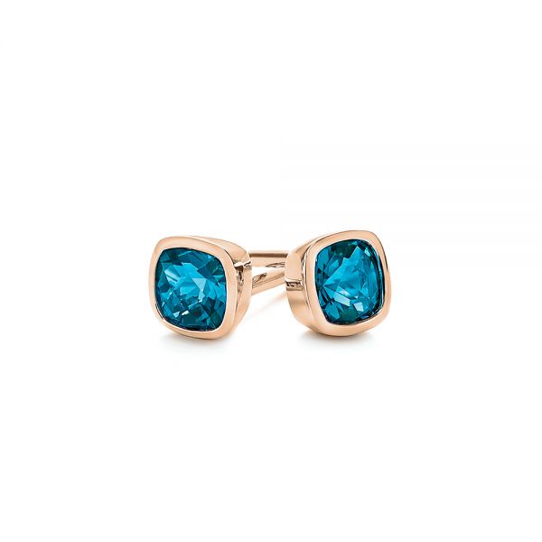 18k Rose Gold 18k Rose Gold London Blue Topaz Stud Earrings - Front View -  106034