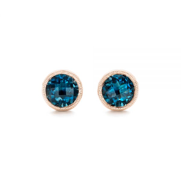 18k Rose Gold 18k Rose Gold London Blue Topaz Stud Earrings - Three-Quarter View -  102662