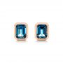 14k Rose Gold London Blue Topaz Stud Earrings - Three-Quarter View -  105415 - Thumbnail