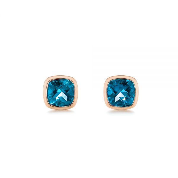 18k Rose Gold 18k Rose Gold London Blue Topaz Stud Earrings - Three-Quarter View -  106034