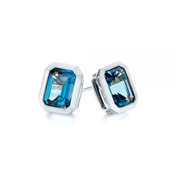 14k White Gold 14k White Gold London Blue Topaz Stud Earrings - Front View -  105415