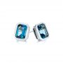 18k White Gold 18k White Gold London Blue Topaz Stud Earrings - Front View -  105415 - Thumbnail
