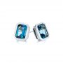 14k White Gold 14k White Gold London Blue Topaz Stud Earrings - Front View -  105415 - Thumbnail