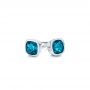 14k White Gold London Blue Topaz Stud Earrings - Front View -  106034 - Thumbnail