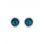 14k White Gold London Blue Topaz Stud Earrings - Three-Quarter View -  102662 - Thumbnail