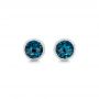 14k White Gold London Blue Topaz Stud Earrings - Three-Quarter View -  102662 - Thumbnail