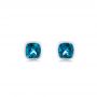 14k White Gold London Blue Topaz Stud Earrings - Three-Quarter View -  106034 - Thumbnail