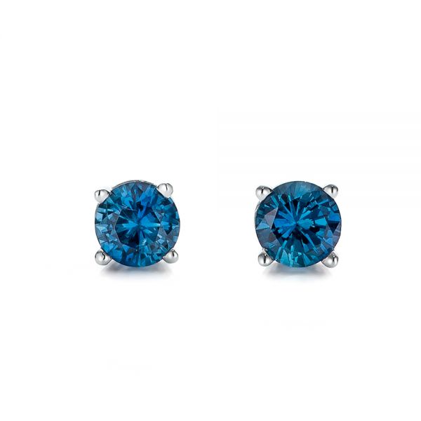 14k White Gold 14k White Gold London Blue Topaz Stud Earrings - Three-Quarter View -  106379