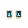 18k Yellow Gold 18k Yellow Gold London Blue Topaz Stud Earrings - Three-Quarter View -  105415 - Thumbnail