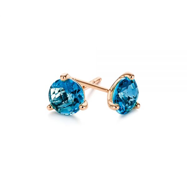 18k Rose Gold 18k Rose Gold London Blue Topaz Stud Martini Earrings - Front View -  106399