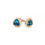 18k Rose Gold 18k Rose Gold London Blue Topaz Trillion Stud Earrings - Front View -  106050 - Thumbnail