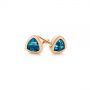 14k Rose Gold 14k Rose Gold London Blue Topaz Trillion Stud Earrings - Front View -  106050 - Thumbnail