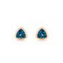 18k Rose Gold 18k Rose Gold London Blue Topaz Trillion Stud Earrings - Three-Quarter View -  106050 - Thumbnail