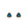 14k Rose Gold 14k Rose Gold London Blue Topaz Trillion Stud Earrings - Three-Quarter View -  106050 - Thumbnail