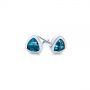 18k White Gold 18k White Gold London Blue Topaz Trillion Stud Earrings - Front View -  106050 - Thumbnail