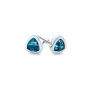 14k White Gold 14k White Gold London Blue Topaz Trillion Stud Earrings - Front View -  106050 - Thumbnail