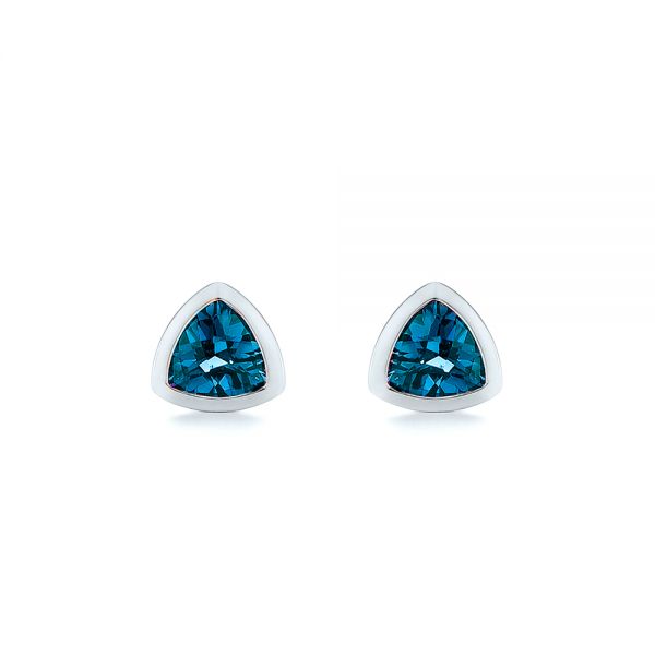  Platinum Platinum London Blue Topaz Trillion Stud Earrings - Three-Quarter View -  106050