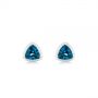 18k White Gold 18k White Gold London Blue Topaz Trillion Stud Earrings - Three-Quarter View -  106050 - Thumbnail