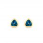 14k Yellow Gold London Blue Topaz Trillion Stud Earrings - Three-Quarter View -  106050 - Thumbnail