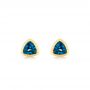 18k Yellow Gold 18k Yellow Gold London Blue Topaz Trillion Stud Earrings - Three-Quarter View -  106050 - Thumbnail