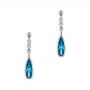  Platinum Platinum London Blue Topaz And Diamond Drop Earrings - Three-Quarter View -  105397 - Thumbnail