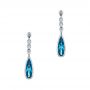 14k White Gold 14k White Gold London Blue Topaz And Diamond Drop Earrings - Three-Quarter View -  105397 - Thumbnail