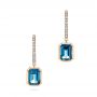 14k Rose Gold 14k Rose Gold London Blue Topaz And Diamond Halo Earrings - Three-Quarter View -  106446 - Thumbnail