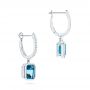  Platinum Platinum London Blue Topaz And Diamond Halo Earrings - Front View -  106446 - Thumbnail