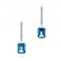  Platinum Platinum London Blue Topaz And Diamond Halo Earrings - Three-Quarter View -  106446 - Thumbnail
