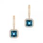 18k Rose Gold London Blue Topaz And Diamond Halo Huggies