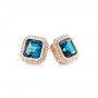 14k Rose Gold 14k Rose Gold London Blue Topaz And Diamond Stud Earrings - Front View -  105417 - Thumbnail