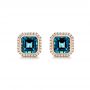 14k Rose Gold 14k Rose Gold London Blue Topaz And Diamond Stud Earrings - Three-Quarter View -  105417 - Thumbnail