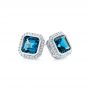 18k White Gold 18k White Gold London Blue Topaz And Diamond Stud Earrings - Front View -  105417 - Thumbnail