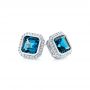 14k White Gold 14k White Gold London Blue Topaz And Diamond Stud Earrings - Front View -  105417 - Thumbnail