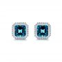 18k White Gold 18k White Gold London Blue Topaz And Diamond Stud Earrings - Three-Quarter View -  105417 - Thumbnail